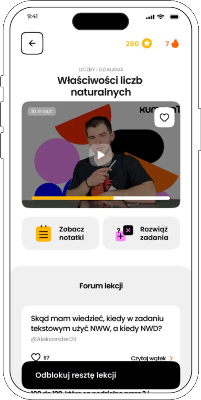lekcja wideo w aplikacji
